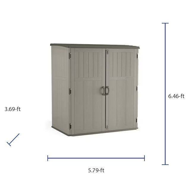 Mowlera 6x4 ft Extra-Large Vertical Gray Resin Garden Shed